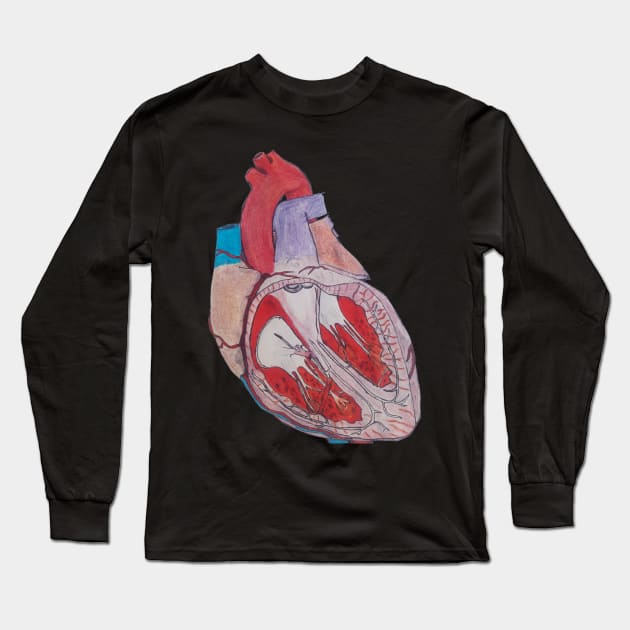 hand drawn heart anatomy Long Sleeve T-Shirt by mohamedenweden